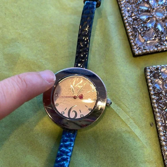 Betsey Johnson Women’s Blue Leather Watch | Thin Strap *Needs Battery - Picture 7 of 7